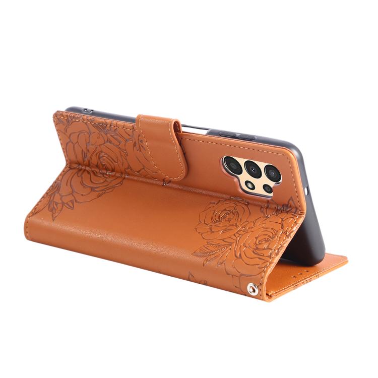 For Samsung Galaxy A13 4G / 5G Rose Flower Embossed 3-Card Slots Leather Phone Case