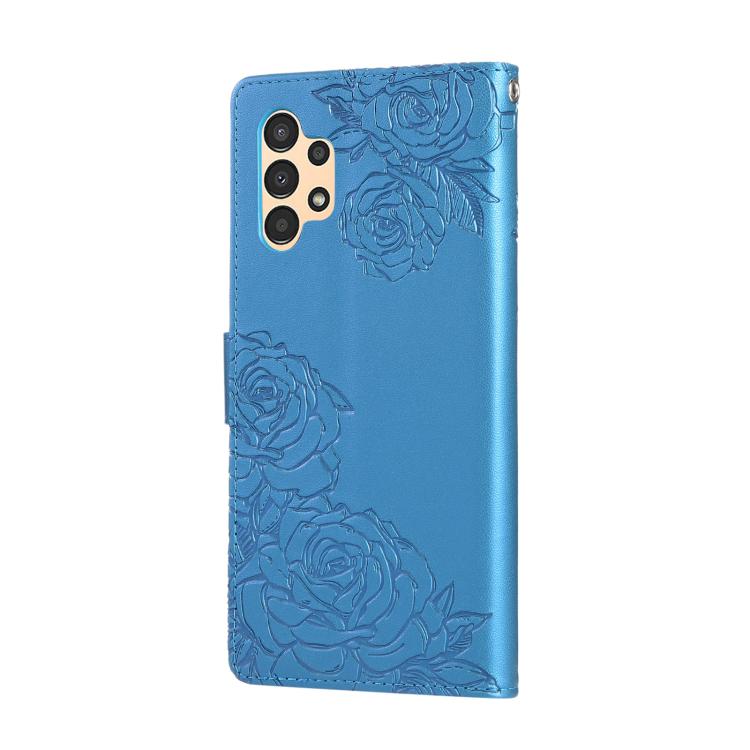 For Samsung Galaxy A13 4G / 5G Rose Flower Embossed 3-Card Slots Leather Phone Case