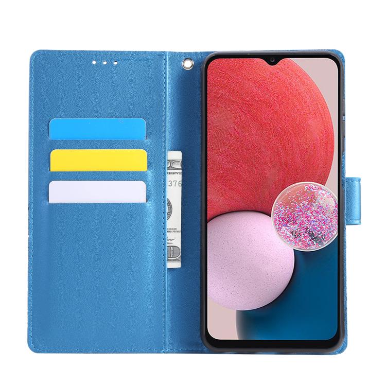 For Samsung Galaxy A13 4G / 5G Rose Flower Embossed 3-Card Slots Leather Phone Case
