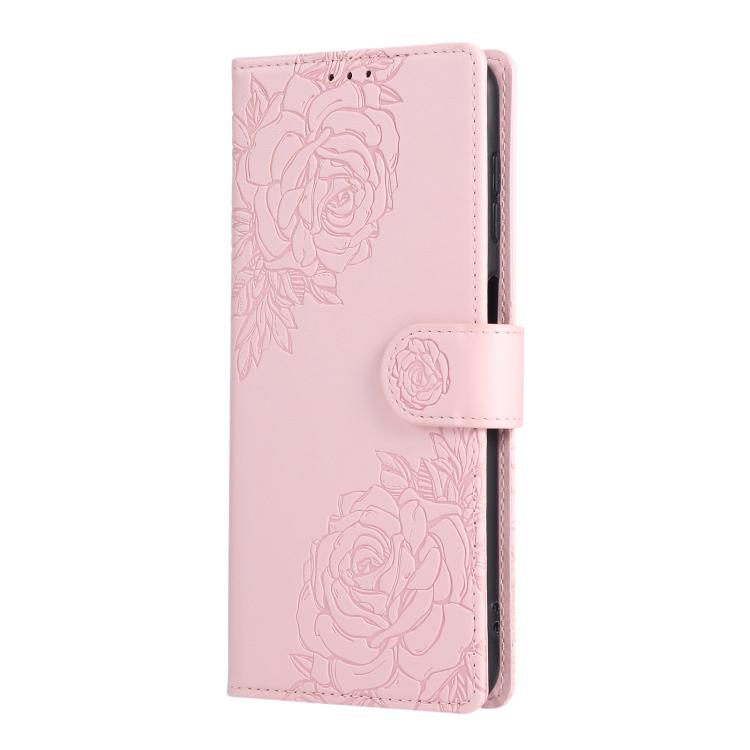 For Samsung Galaxy A13 4G / 5G Rose Flower Embossed 3-Card Slots Leather Phone Case