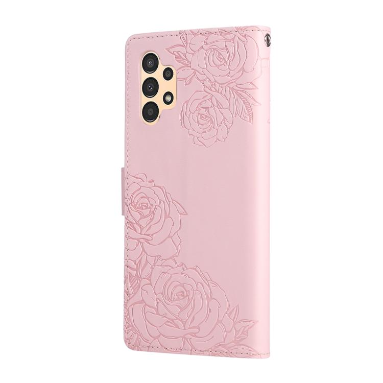 For Samsung Galaxy A13 4G / 5G Rose Flower Embossed 3-Card Slots Leather Phone Case