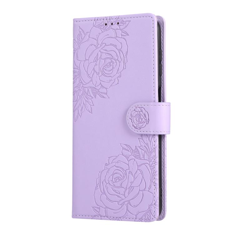 For Samsung Galaxy A13 4G / 5G Rose Flower Embossed 3-Card Slots Leather Phone Case
