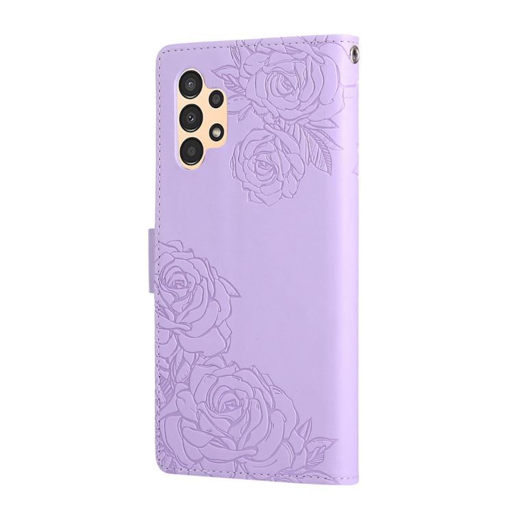 For Samsung Galaxy A13 4G / 5G Rose Flower Embossed 3-Card Slots Leather Phone Case