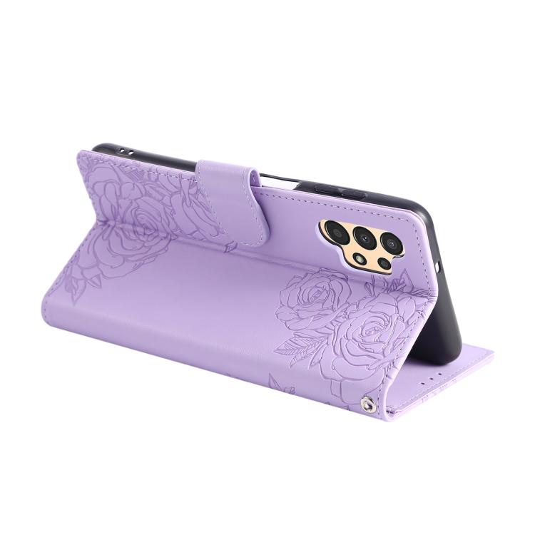 For Samsung Galaxy A13 4G / 5G Rose Flower Embossed 3-Card Slots Leather Phone Case