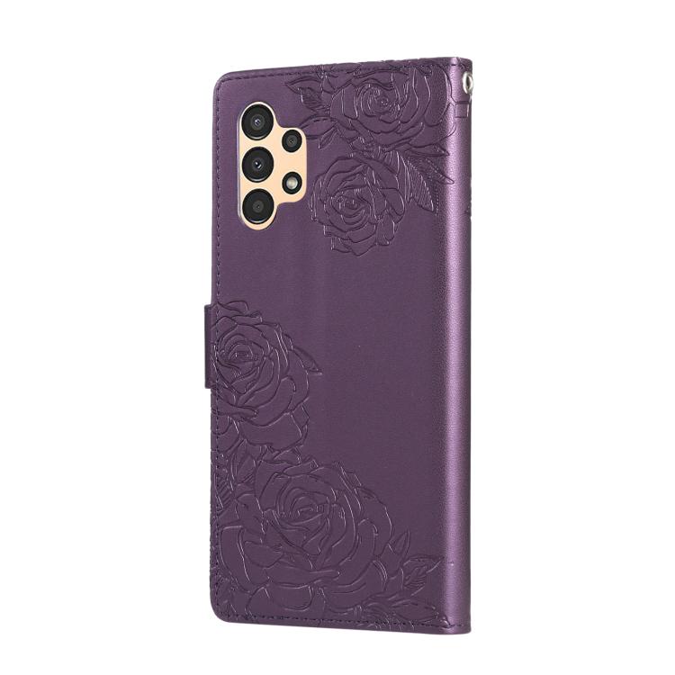 For Samsung Galaxy A13 4G / 5G Rose Flower Embossed 3-Card Slots Leather Phone Case