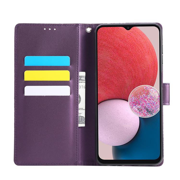 For Samsung Galaxy A13 4G / 5G Rose Flower Embossed 3-Card Slots Leather Phone Case