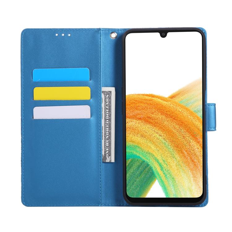 For Samsung Galaxy A33 5G Rose Flower Embossed 3-Card Slots Leather Phone Case