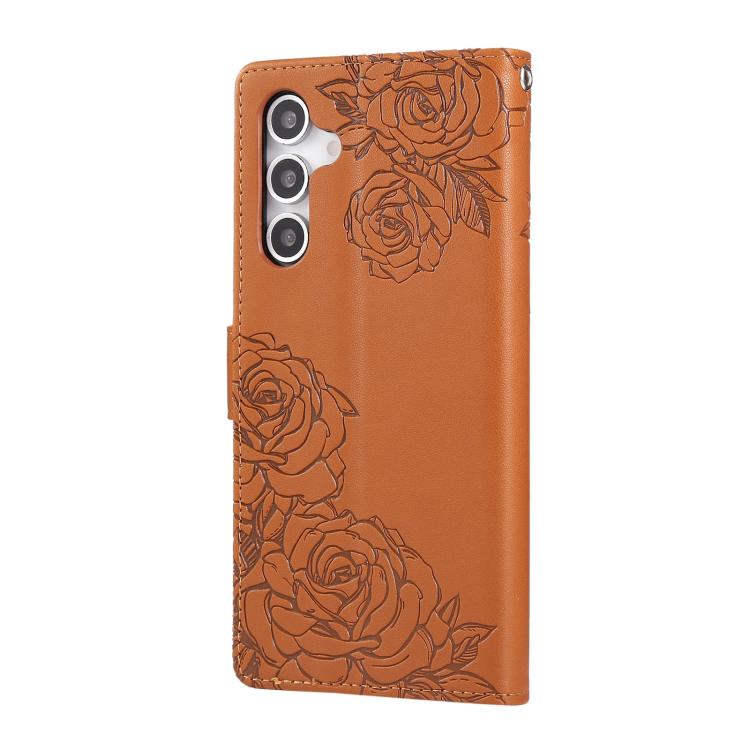 For Samsung Galaxy A05s Rose Flower Embossed 3-Card Slots Leather Phone Case