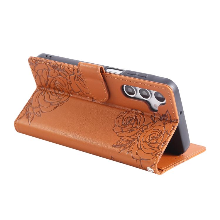 For Samsung Galaxy A05s Rose Flower Embossed 3-Card Slots Leather Phone Case