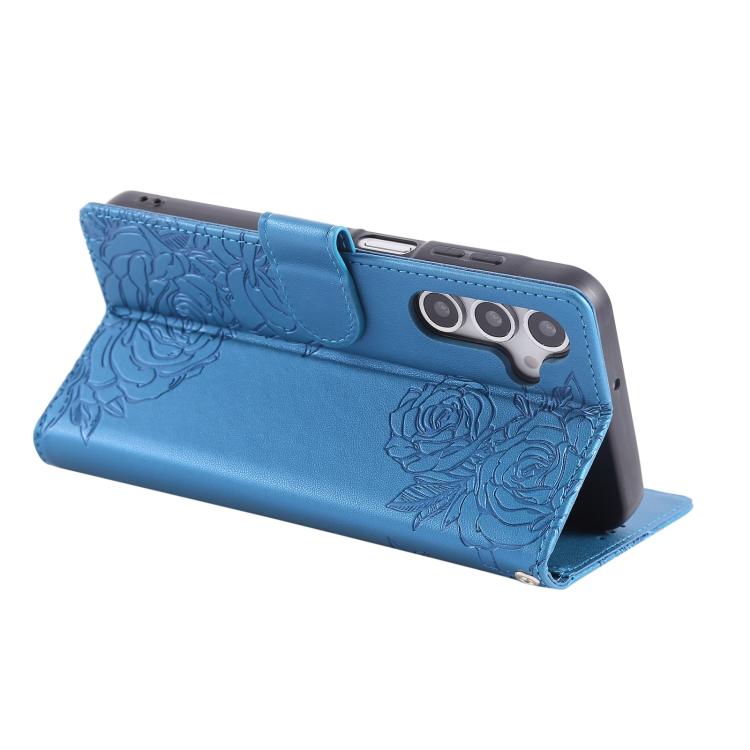 For Samsung Galaxy A05s Rose Flower Embossed 3-Card Slots Leather Phone Case
