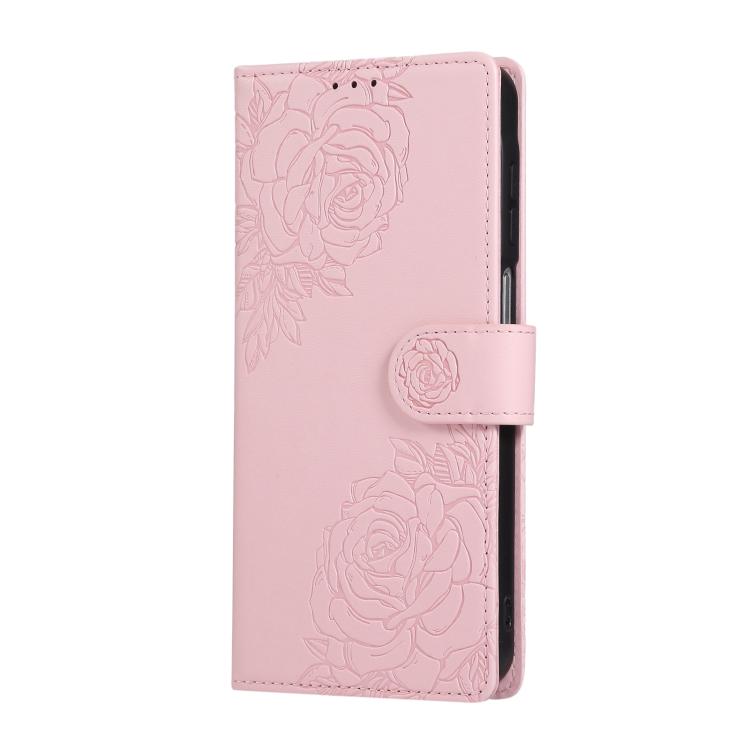 For Samsung Galaxy A05s Rose Flower Embossed 3-Card Slots Leather Phone Case