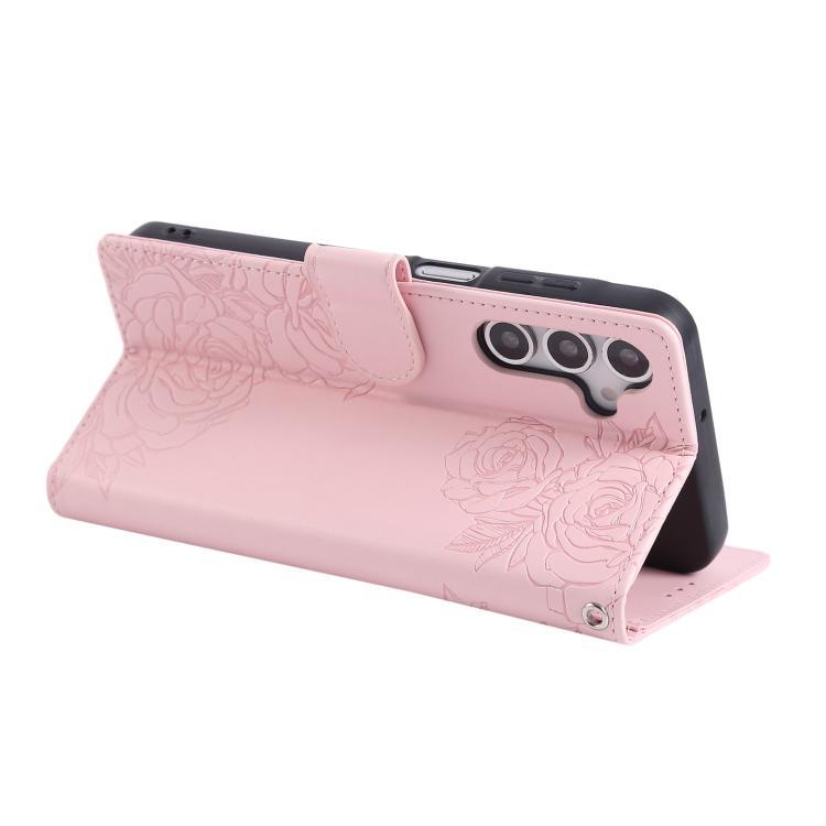 For Samsung Galaxy A05s Rose Flower Embossed 3-Card Slots Leather Phone Case