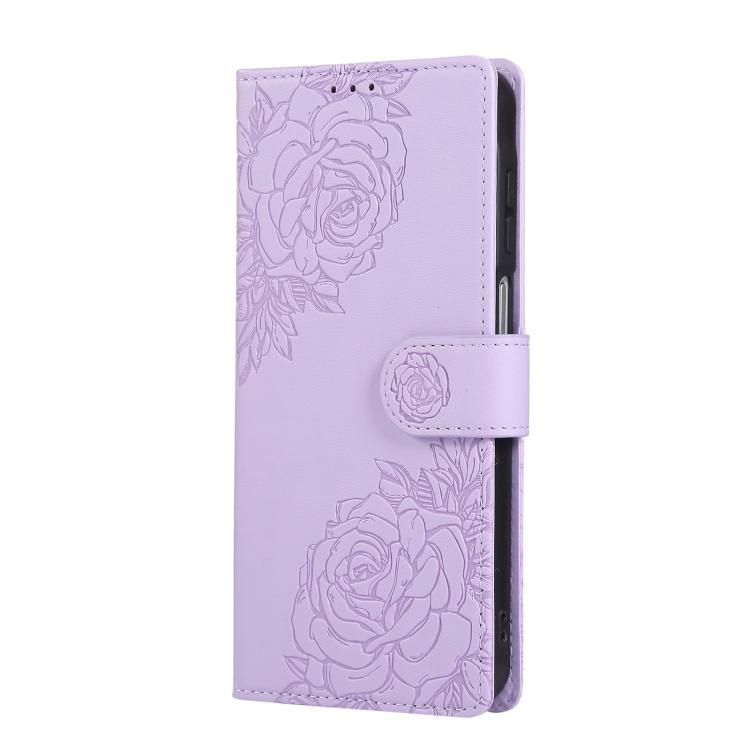 For Samsung Galaxy A05s Rose Flower Embossed 3-Card Slots Leather Phone Case
