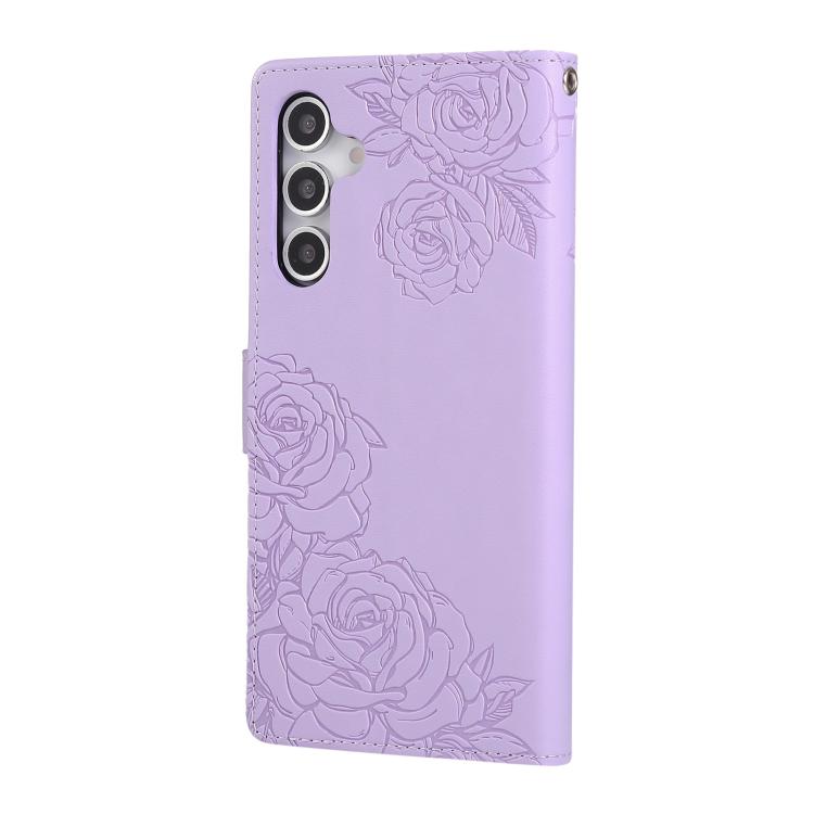 For Samsung Galaxy A05s Rose Flower Embossed 3-Card Slots Leather Phone Case