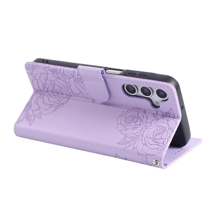 For Samsung Galaxy A05s Rose Flower Embossed 3-Card Slots Leather Phone Case