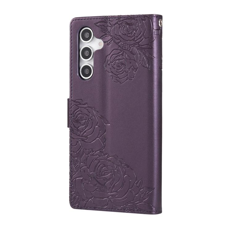 For Samsung Galaxy A05s Rose Flower Embossed 3-Card Slots Leather Phone Case