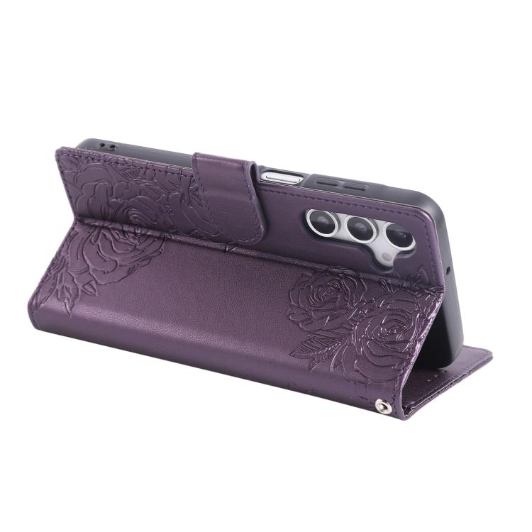 For Samsung Galaxy A05s Rose Flower Embossed 3-Card Slots Leather Phone Case