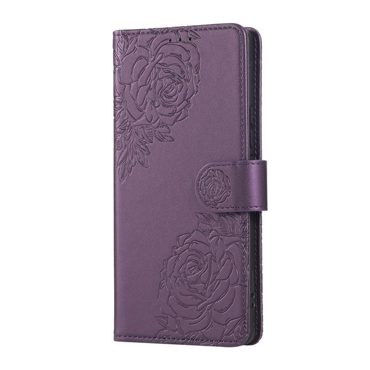 For Samsung Galaxy A07 4G / 5G Rose Flower Embossed 3-Card Slots Leather Phone Case