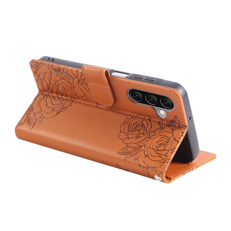 For Samsung Galaxy A17 5G Rose Flower Embossed 3-Card Slots Leather Phone Case