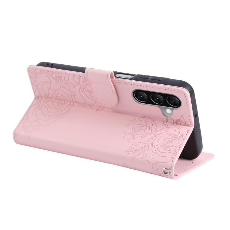 For Samsung Galaxy A17 5G Rose Flower Embossed 3-Card Slots Leather Phone Case
