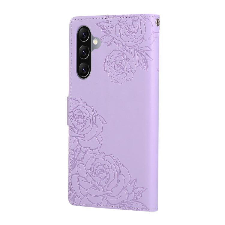 For Samsung Galaxy A17 5G Rose Flower Embossed 3-Card Slots Leather Phone Case