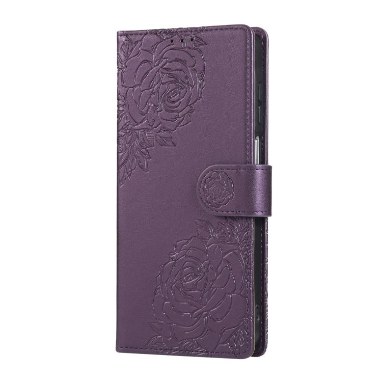 For Samsung Galaxy A17 5G Rose Flower Embossed 3-Card Slots Leather Phone Case