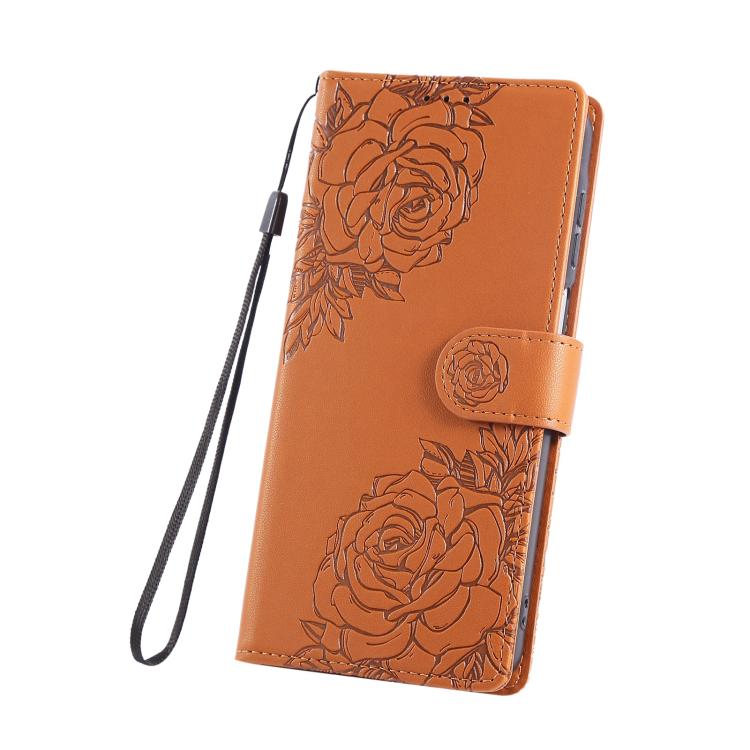 For Samsung Galaxy A57 5G Rose Flower Embossed 3-Card Slots Leather Phone Case