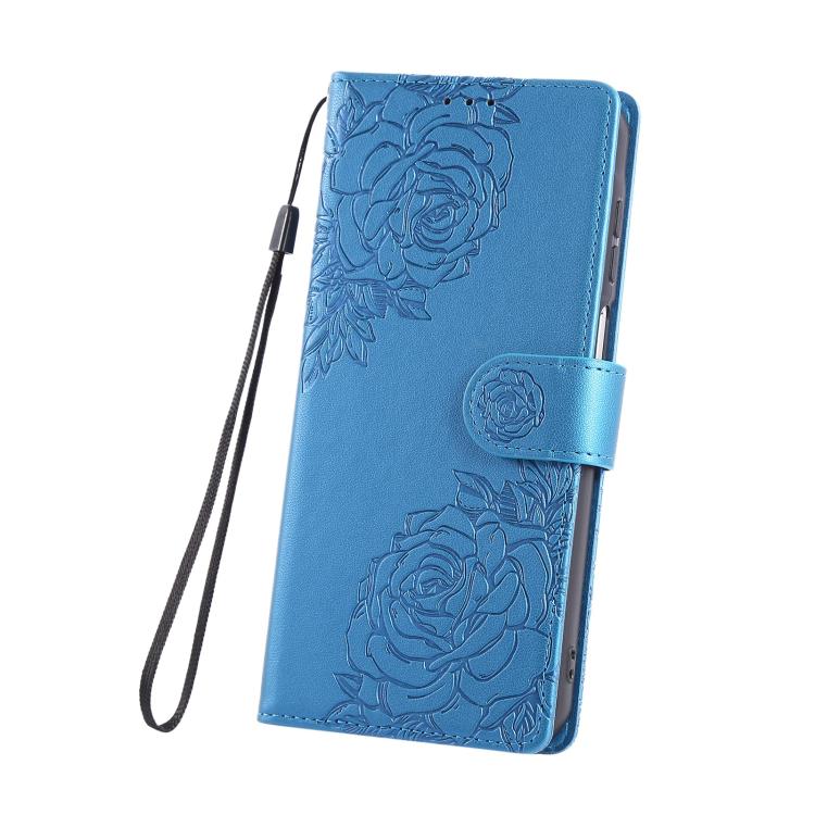 For Samsung Galaxy A57 5G Rose Flower Embossed 3-Card Slots Leather Phone Case