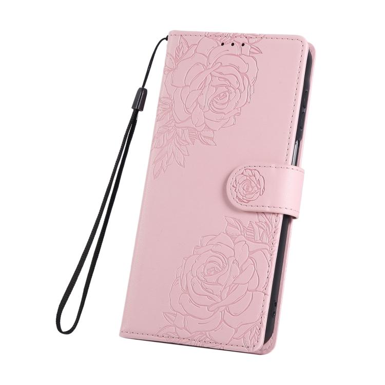 For Samsung Galaxy A57 5G Rose Flower Embossed 3-Card Slots Leather Phone Case