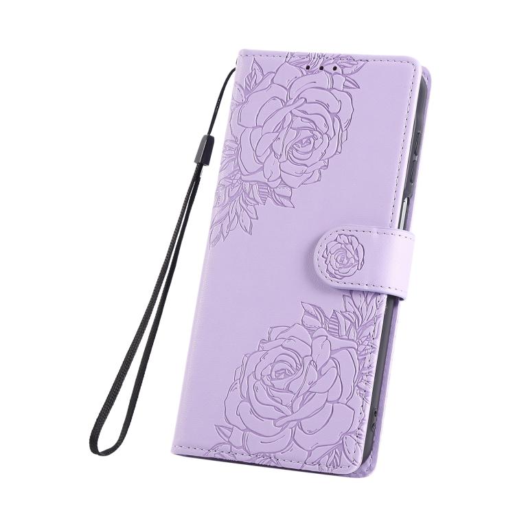 For Samsung Galaxy A57 5G Rose Flower Embossed 3-Card Slots Leather Phone Case