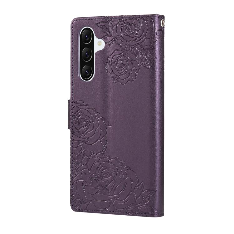 For Samsung Galaxy A57 5G Rose Flower Embossed 3-Card Slots Leather Phone Case