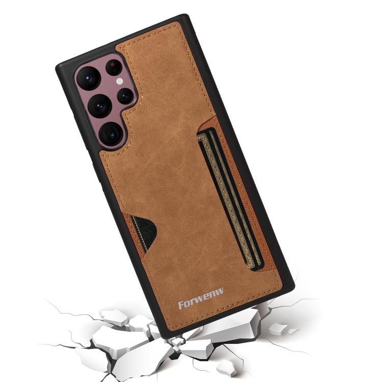 For Samsung Galaxy S22 Ultra 5G Forwenw F5 Series Integrated Card Bag Phone Case