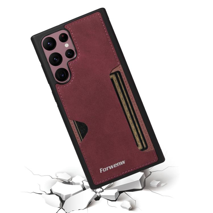 For Samsung Galaxy S22 Ultra 5G Forwenw F5 Series Integrated Card Bag Phone Case