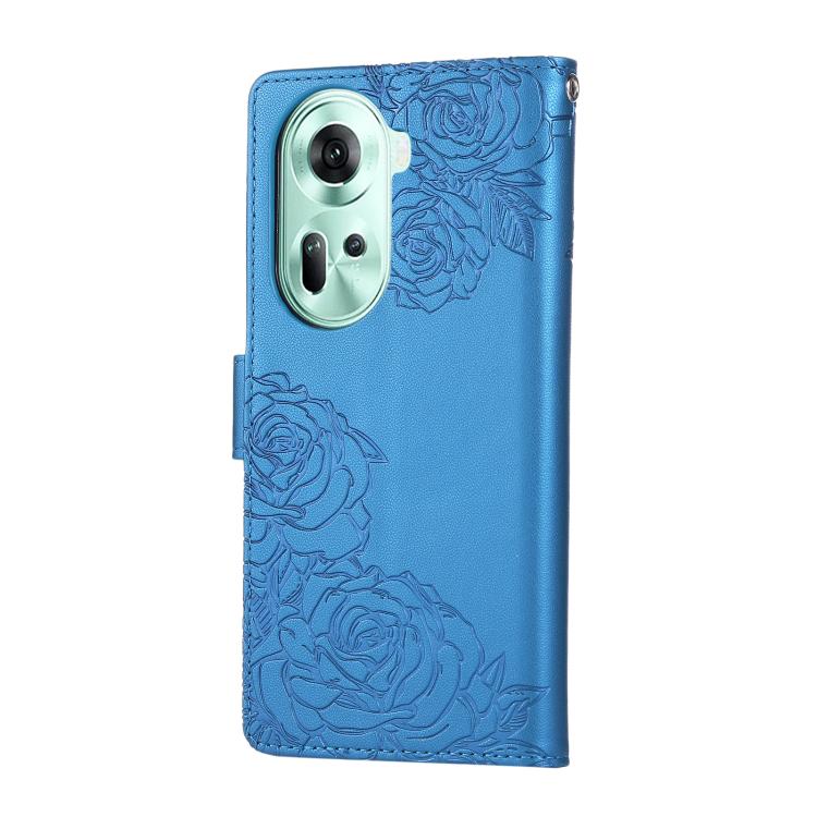 For OPPO Reno11 Global Rose Flower Embossed 3-Card Slots Leather Phone Case