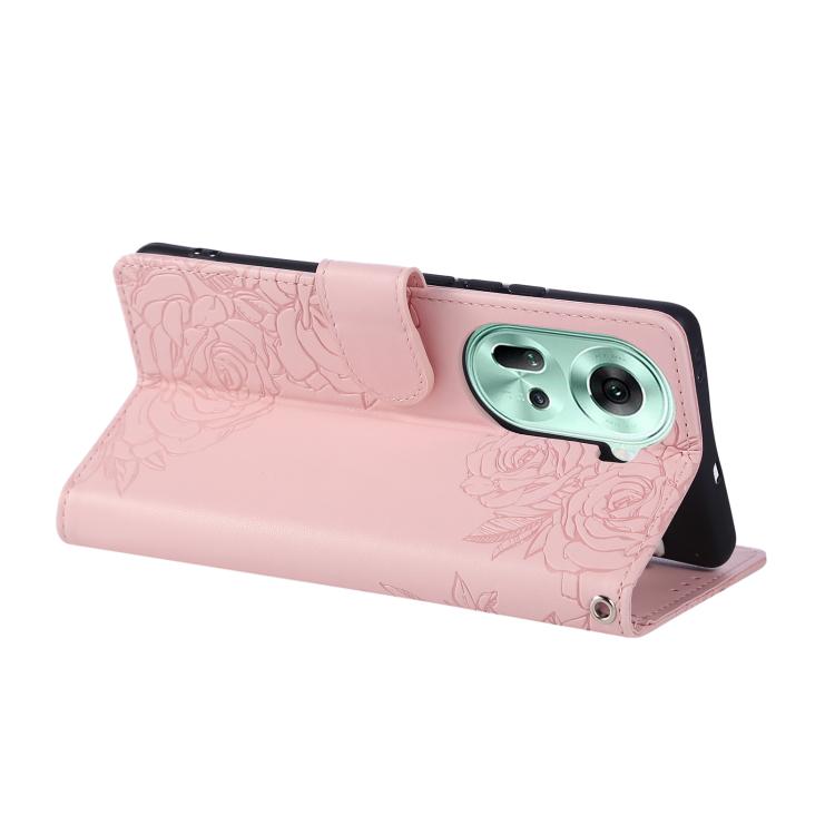 For OPPO Reno11 Global Rose Flower Embossed 3-Card Slots Leather Phone Case