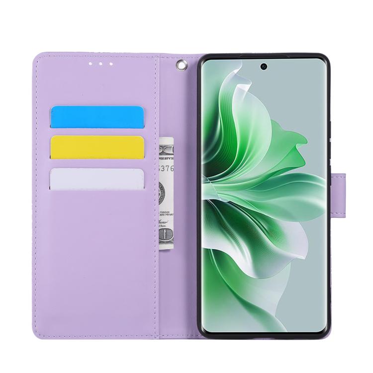 For OPPO Reno11 Global Rose Flower Embossed 3-Card Slots Leather Phone Case