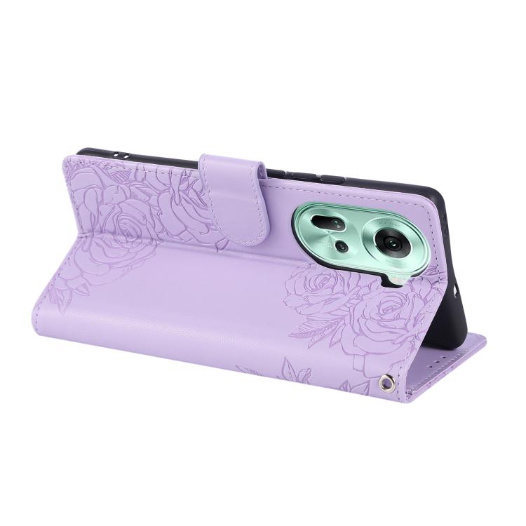 For OPPO Reno11 Global Rose Flower Embossed 3-Card Slots Leather Phone Case
