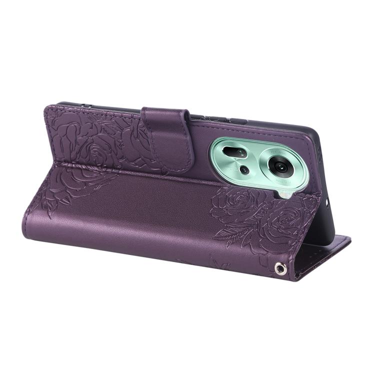 For OPPO Reno11 Global Rose Flower Embossed 3-Card Slots Leather Phone Case