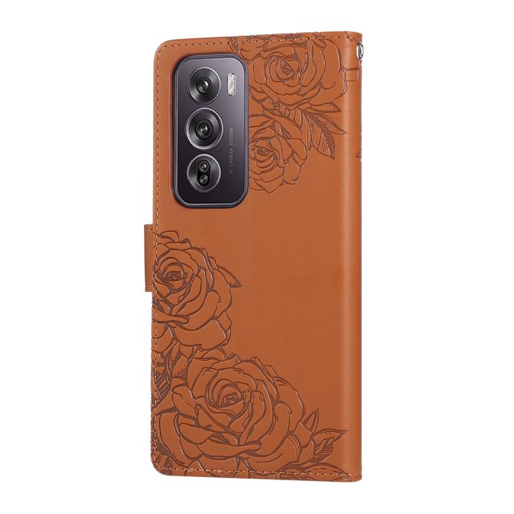 For OPPO Reno12 Pro 5G Global Rose Flower Embossed 3-Card Slots Leather Phone Case