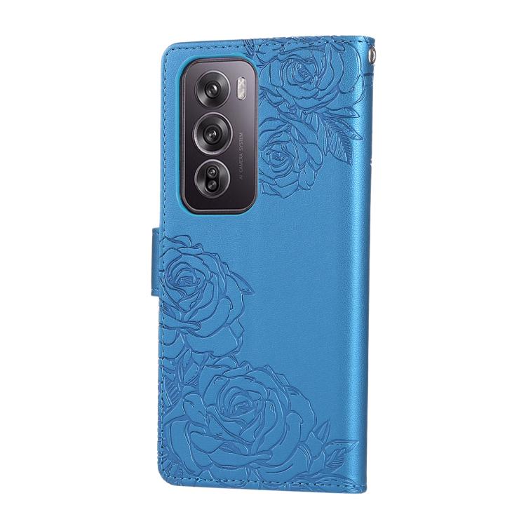 For OPPO Reno12 Pro 5G Global Rose Flower Embossed 3-Card Slots Leather Phone Case