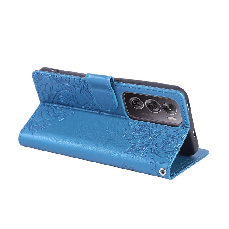 For OPPO Reno12 Pro 5G Global Rose Flower Embossed 3-Card Slots Leather Phone Case