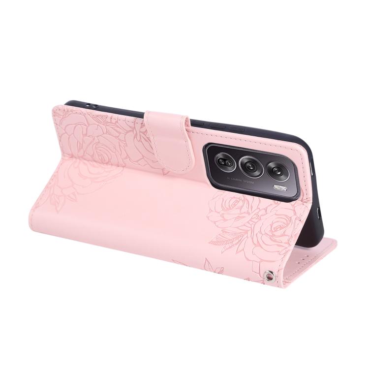 For OPPO Reno12 Pro 5G Global Rose Flower Embossed 3-Card Slots Leather Phone Case