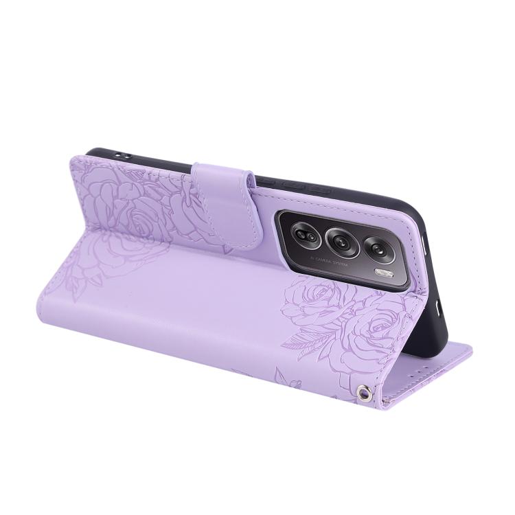 For OPPO Reno12 Pro 5G Global Rose Flower Embossed 3-Card Slots Leather Phone Case