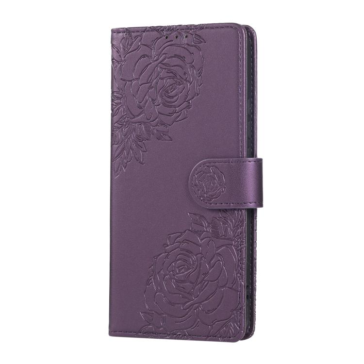 For OPPO Reno12 Pro 5G Global Rose Flower Embossed 3-Card Slots Leather Phone Case