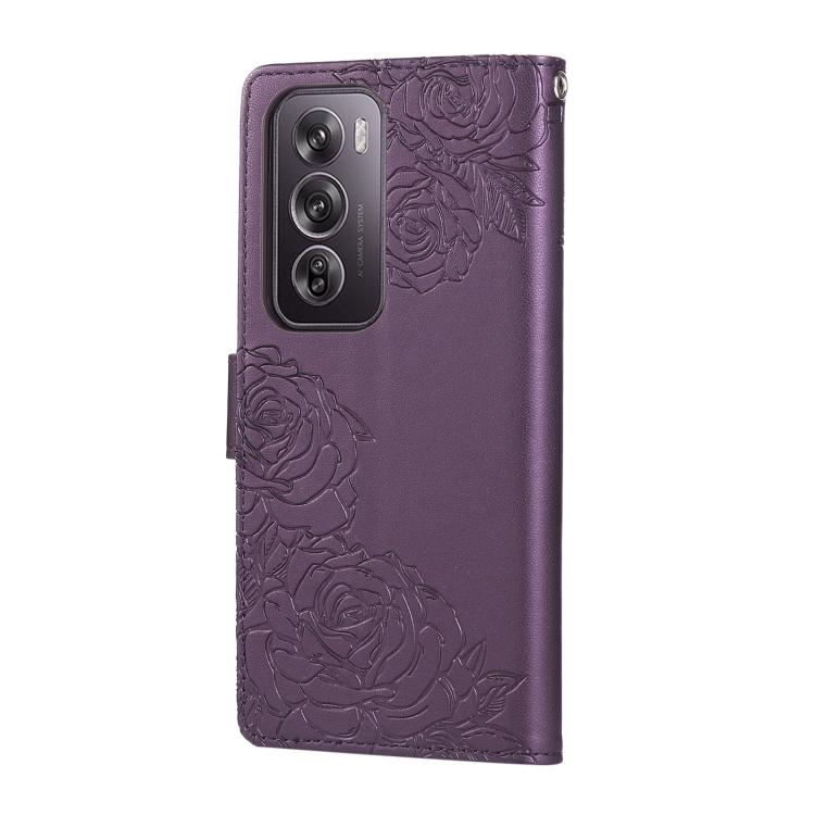 For OPPO Reno12 Pro 5G Global Rose Flower Embossed 3-Card Slots Leather Phone Case