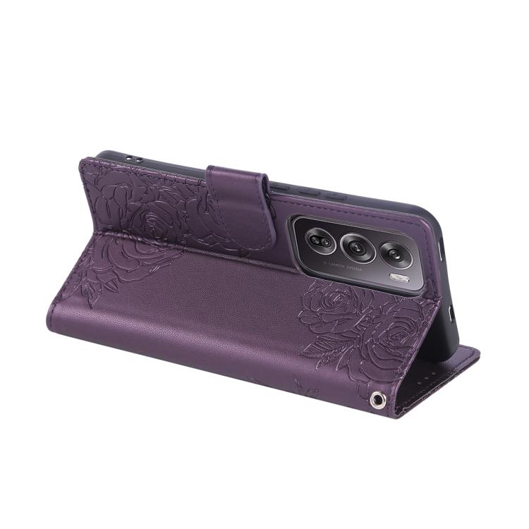 For OPPO Reno12 Pro 5G Global Rose Flower Embossed 3-Card Slots Leather Phone Case