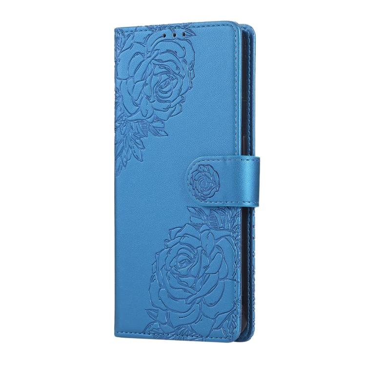 For OPPO A94 4G / F19 Pro Rose Flower Embossed 3-Card Slots Leather Phone Case