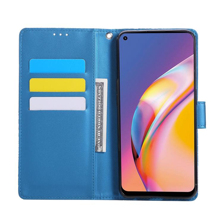 For OPPO A94 4G / F19 Pro Rose Flower Embossed 3-Card Slots Leather Phone Case