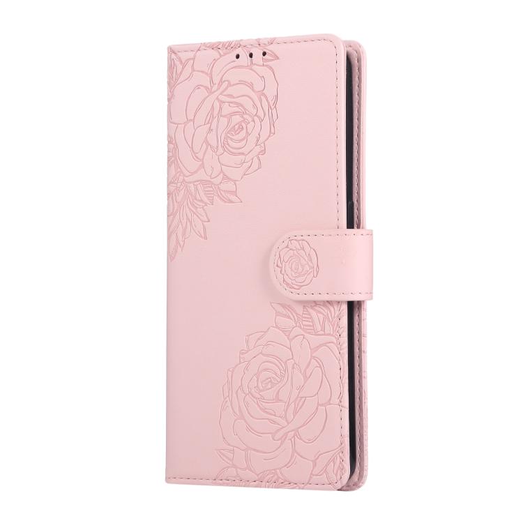 For OPPO A94 4G / F19 Pro Rose Flower Embossed 3-Card Slots Leather Phone Case