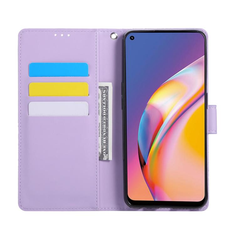 For OPPO A94 4G / F19 Pro Rose Flower Embossed 3-Card Slots Leather Phone Case